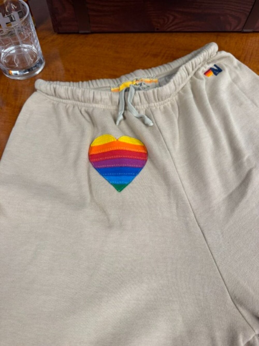LIKE NEW + Aviator Nation Heart sweatpants +Tan+ Extra Large
